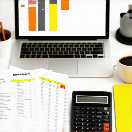 A desk showing a credit repair spreadsheet and analysis tools for maintaining a high credit score.