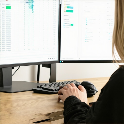 A home office desk with credit tracking tools and spreadsheets
