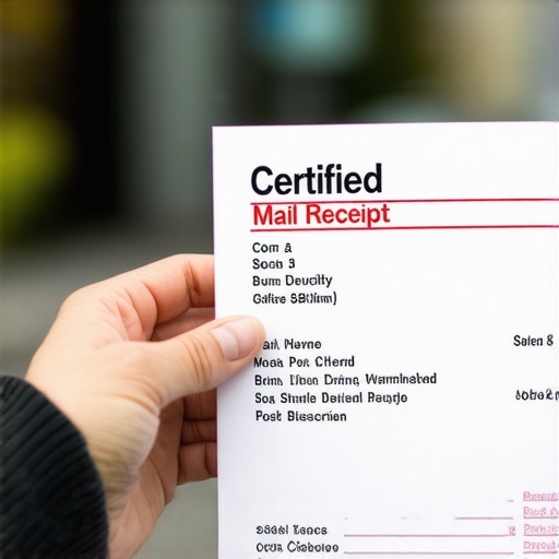 Certified mail receipt for credit dispute