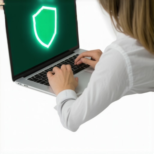 A person managing their credit score and data security on a laptop.