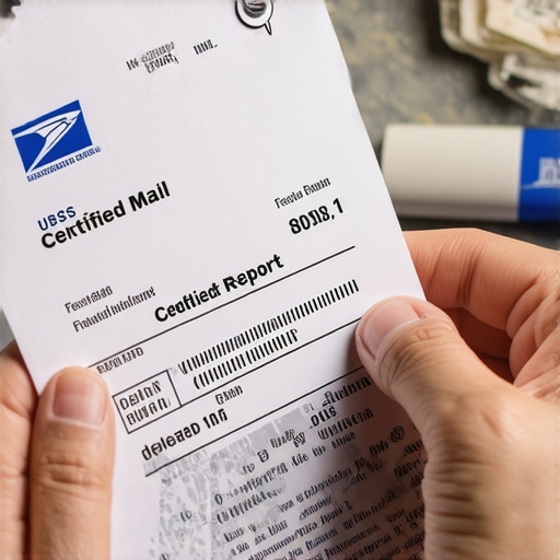 Proving your credit dispute with certified mail A hand holding a certified mail receipt over a credit report