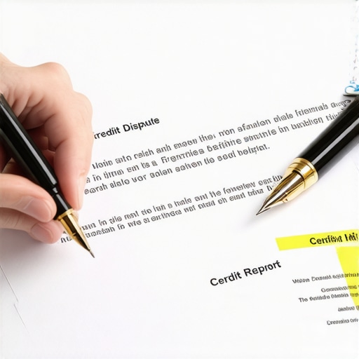 A person signing a physical credit dispute letter to be sent to credit bureaus via certified mail.