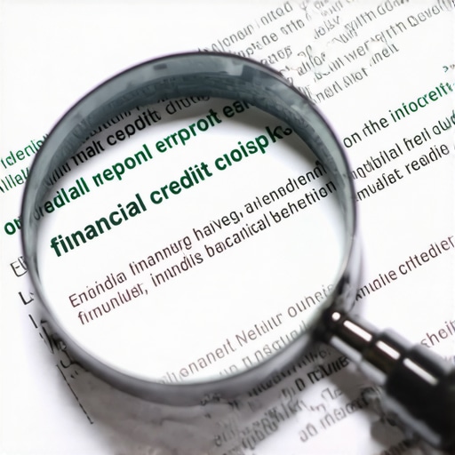 A magnifying glass used to audit a credit report for inaccuracies.