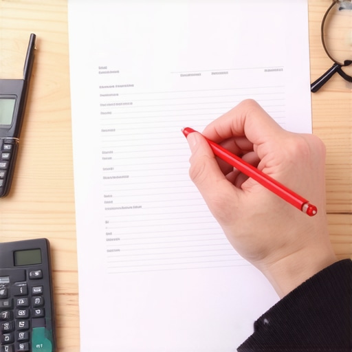 A person using a red pen to circle a financial error on a paper credit report during an audit.