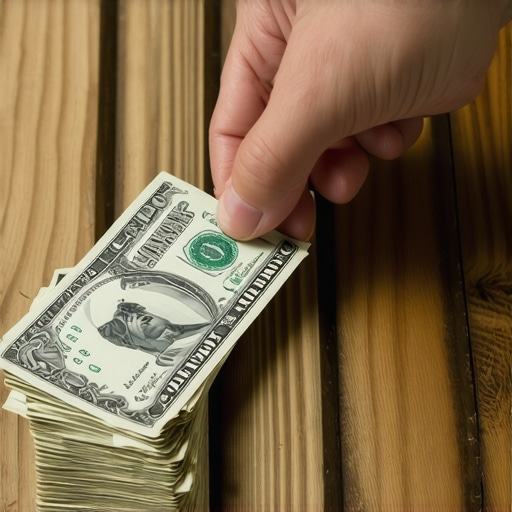 A secured credit card resting on a desk next to cash used for a deposit.
