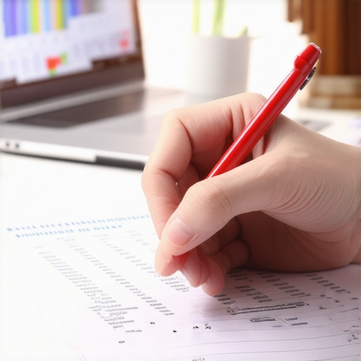 Strategic Credit Report Auditing Close-up of a person identifying errors on a credit report with a red pen during a financial audit.