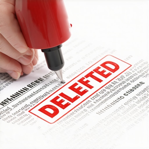 A 'Deleted' stamp on a credit report representing successful error removal