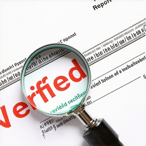 A magnifying glass focusing on the word verified on a credit report to illustrate credit dispute nuances.
