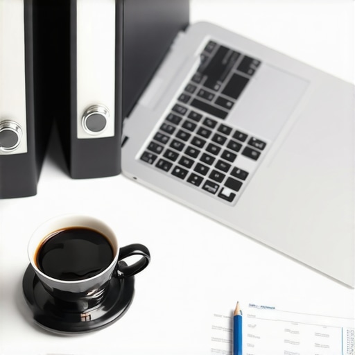 A physical credit dispute binder and a laptop showing FICO score trends on a desk.