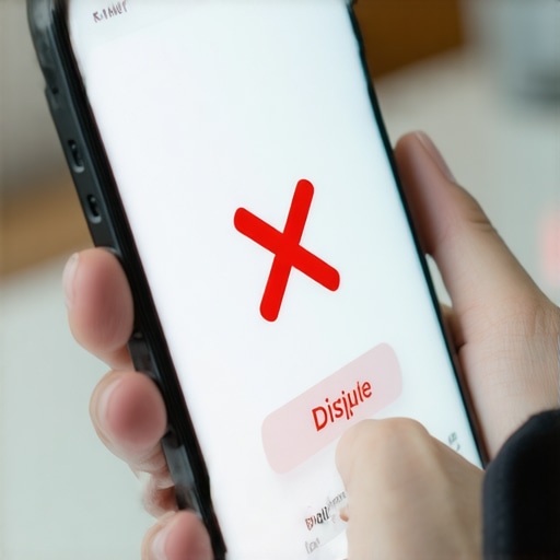 A smartphone screen showing a credit dispute button with a warning overlay