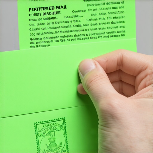 A hand holding a certified mail receipt for a credit dispute letter