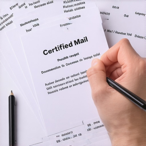 Certified mail receipt and credit reports on a desk illustrating the paper trail method for credit repair.