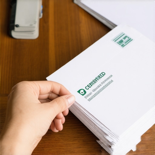 A hand holding a certified mail receipt for a credit dispute letter.