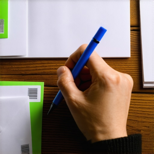 Hand signing a credit dispute letter with certified mail receipts nearby