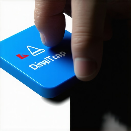 A mouse pointer clicking a dispute button on a digital screen with a warning reflection