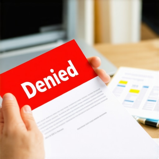 A person reviewing a denied loan letter and a credit report after a failed dispute attempt.